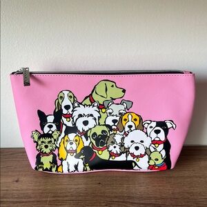 Marc Tetro Pink Dog Print Pouch NWOT dog lover gift